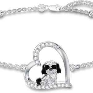 Animal Bracelet Sterling Silver Shih Tzu Dog Jewelry Gifts Women